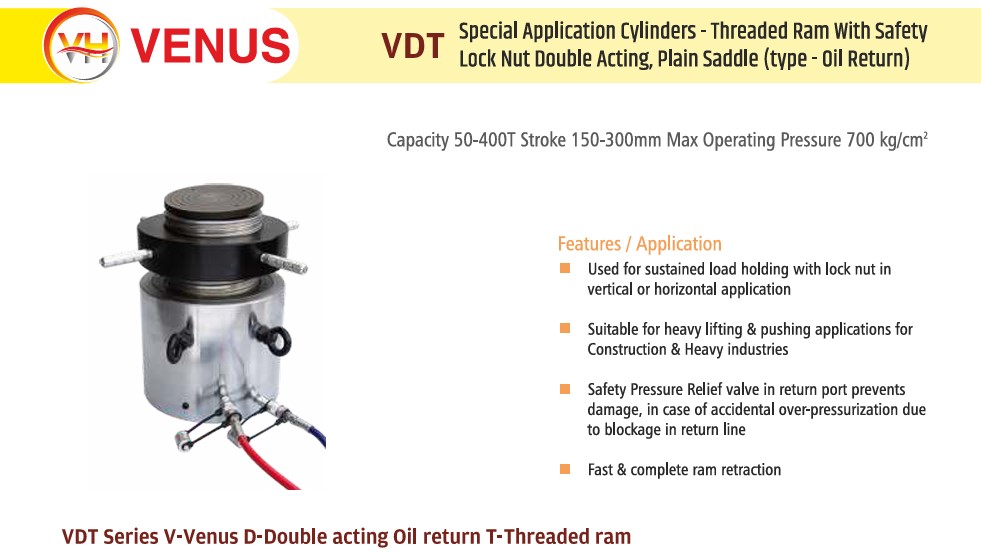 Venus 150 t Hydraulic Lock Nut Jack 150 mm VDT 150-150_1