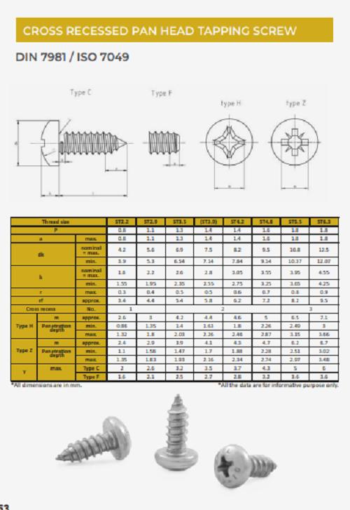 EVA Round ST6.3 50 mm Self Tapping Screws Stainless Steel Polished_1