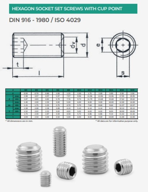 EVA Slotted Head Cup Point Set Grub Screw_1