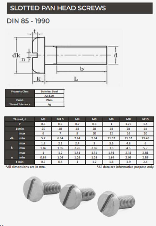 EVA Slotted Pan Head Screw DIN 85_1