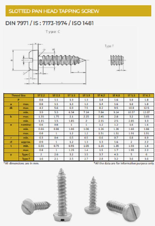 EVA Slotted Pan Head Screw ISO 1481_1
