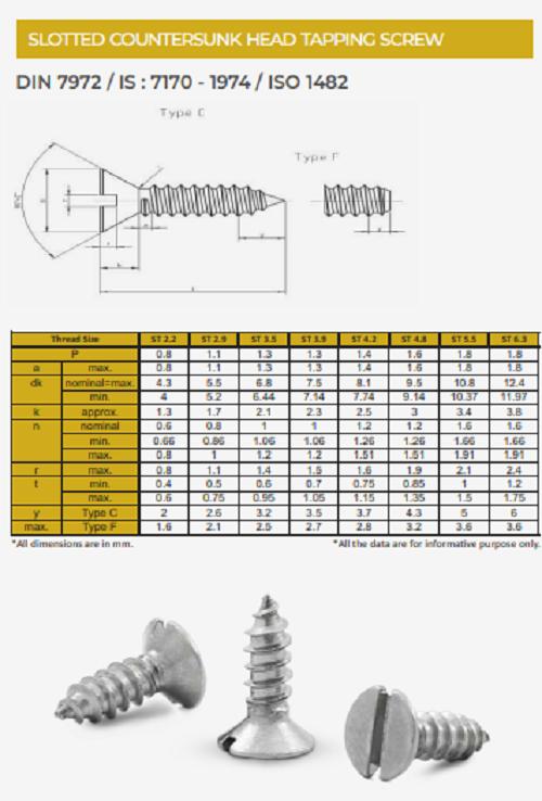 EVA Slotted Pan Head Screw DIN 7972_1