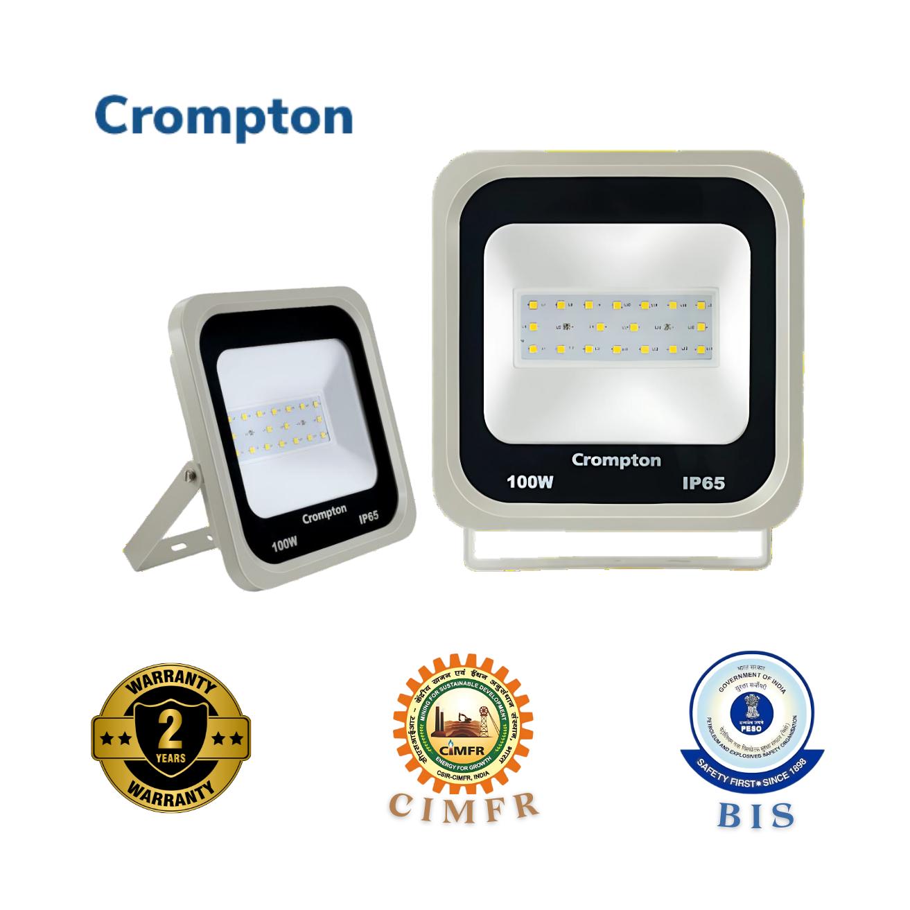 Crompton 100 W Cool White IP65 10 kV 100 Lumen TFS-522-100-57-NL-SL-NS-GL-NSG LED Flood Lights_1