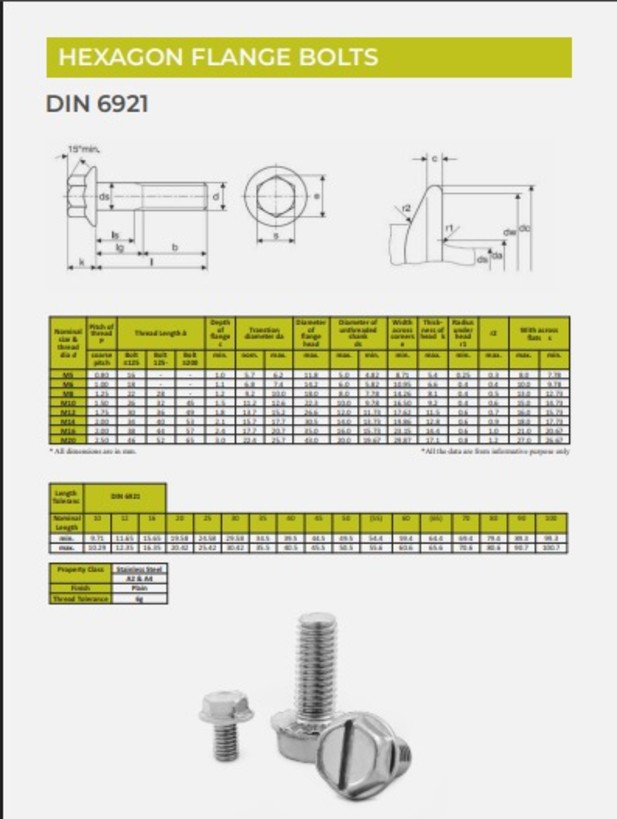 EVA M12 Hexagon Flange Bolt A2 DIN 6921_1