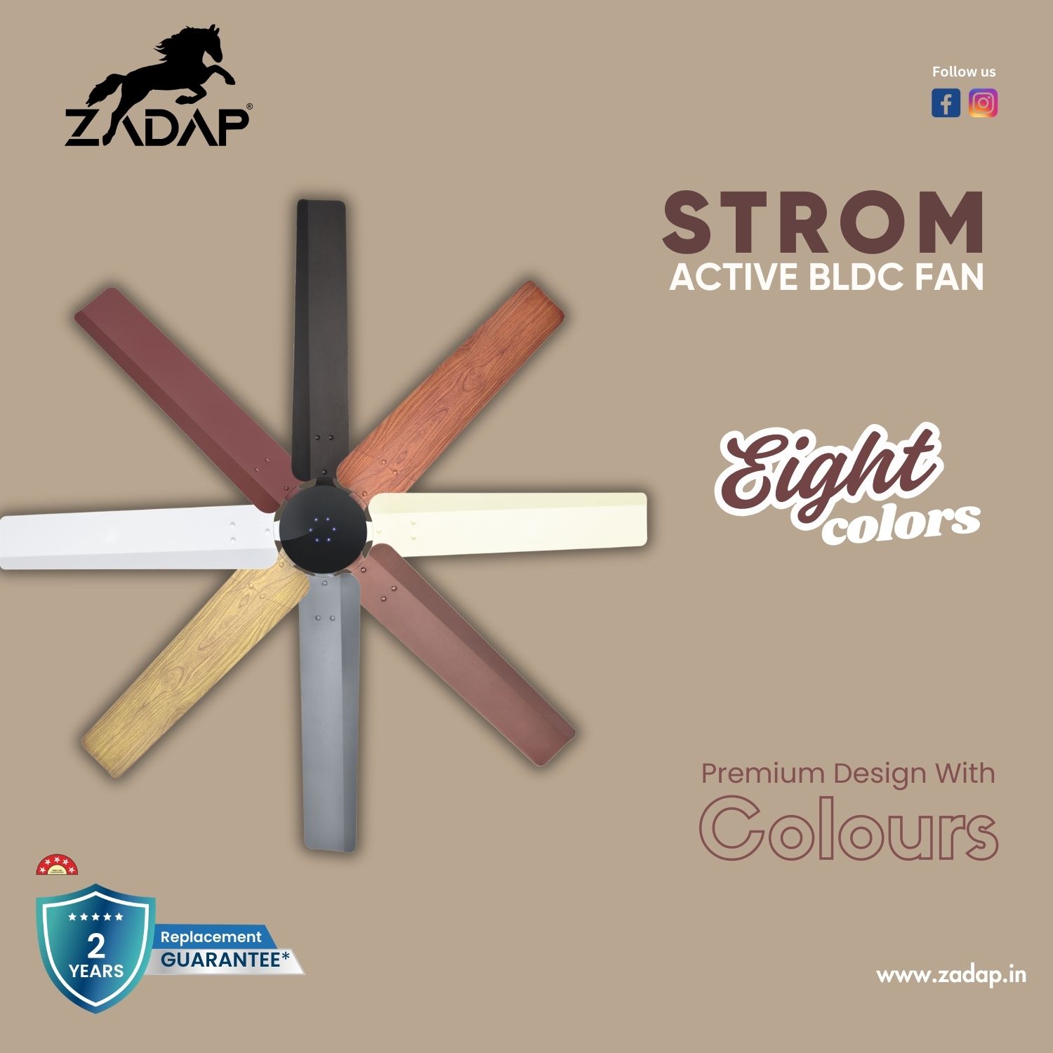 Zadap Strom 1200 mm 3 Blades 28 W Red Copper Ceiling Fans_3