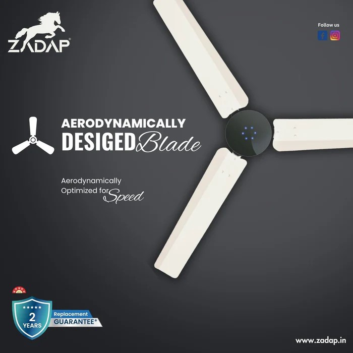 Zadap Strom 1200 mm 3 Blades 28 W Ivory Ceiling Fans_2