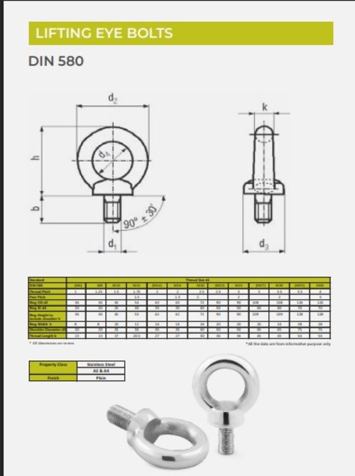 EVA Stainless Steel M16 Eye Bolts 150 mm_1