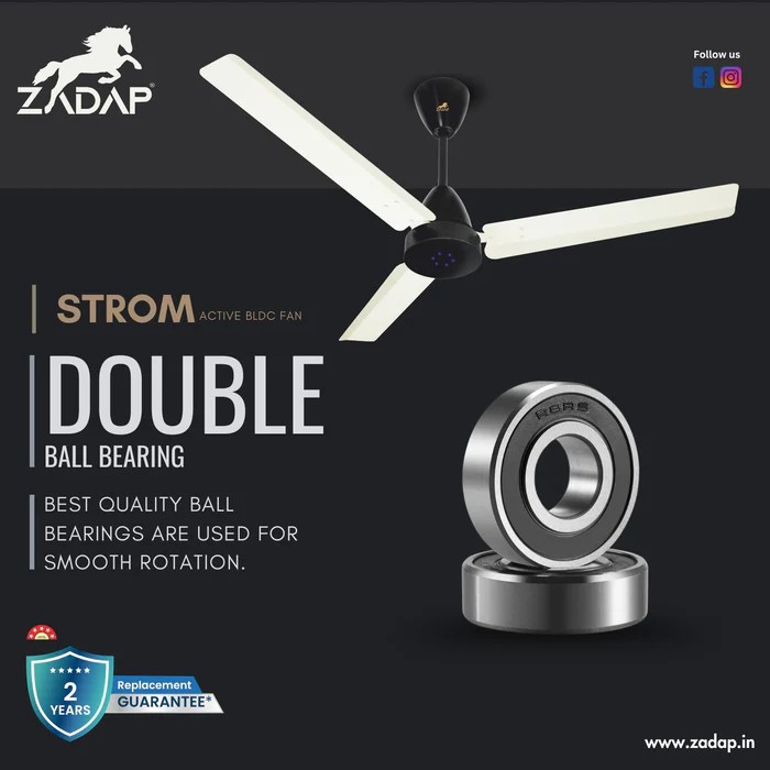 Zadap Strom 900 mm 3 Blades 28 W Ivory Ceiling Fans_4