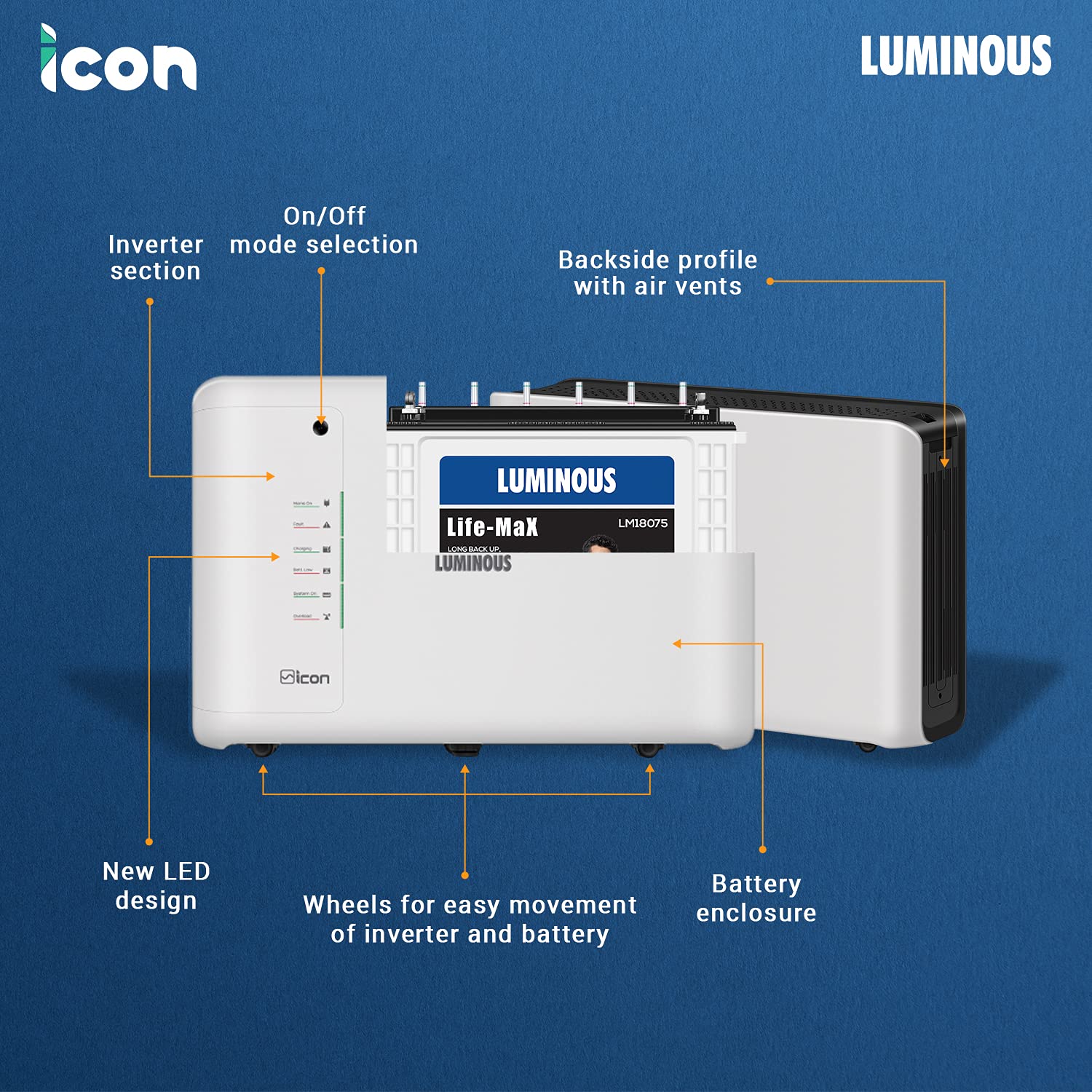 LUMINOUS iCon 1100 756 W 900 VA Sine Wave Inverter_2