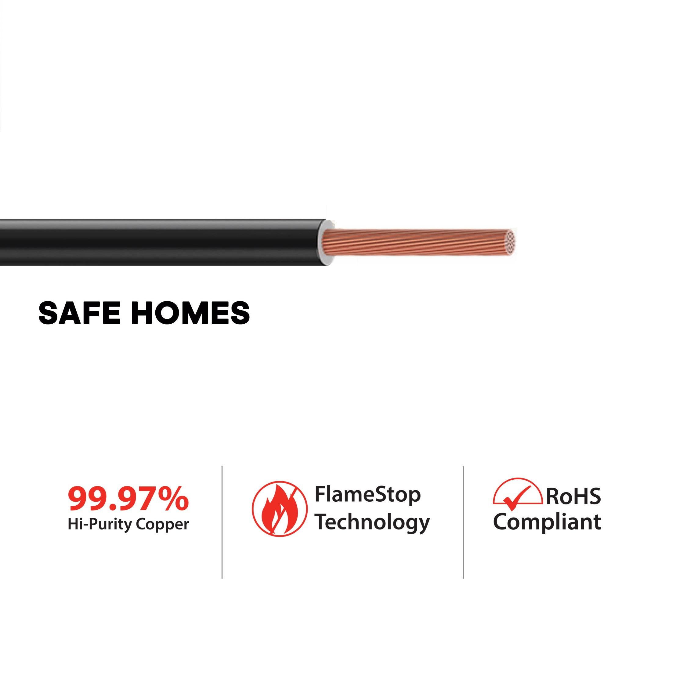 Polycab 0.75 sqmm ETIRA FR Electric Wire Black 90 m_1