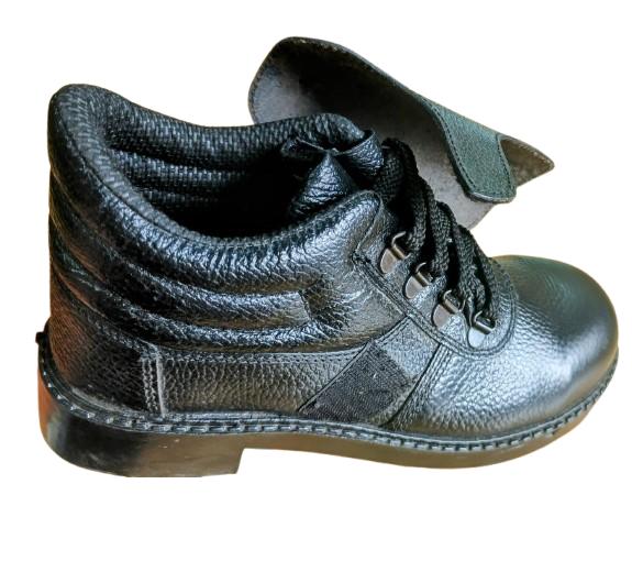 MANGLA Metal Man Flap Grain Leather Steel Toe Safety Shoes Black_1