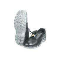 MANGLA Glitter Genuine Grain Leather Steel Toe Safety Shoes Black_0