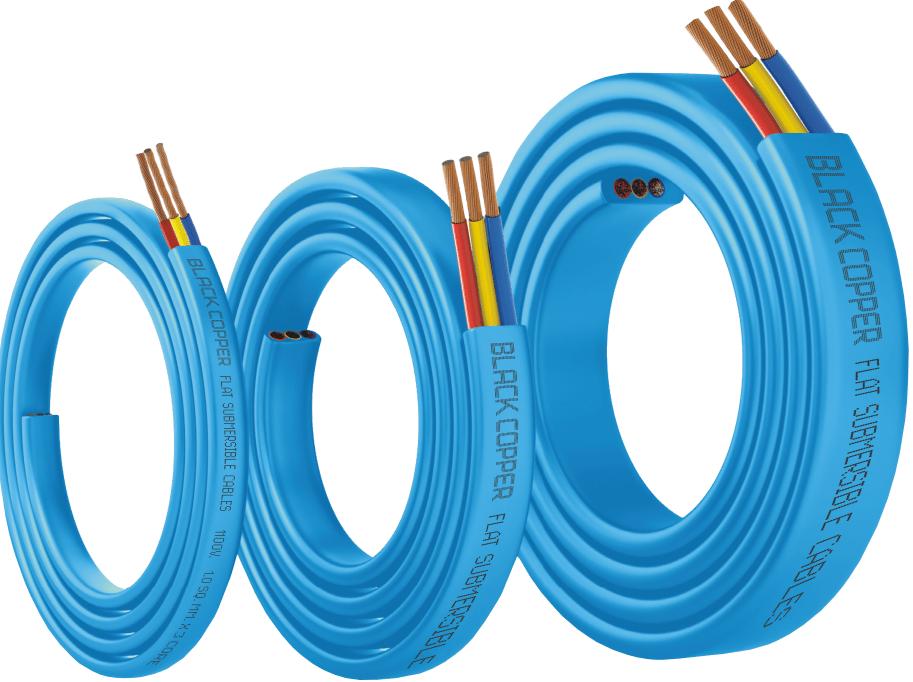 Black Copper 3 Core Flat Submersible Cables IS 694_1