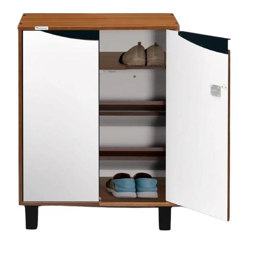Nilkamal Wooden 4 Shelves Shoe Rack 1 - 10 kg 618 x 350 x 820 mm White and Brown_1