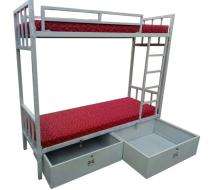 Mild Steel Bunk Single Bed 6 x 3 ft Grey and Red_0
