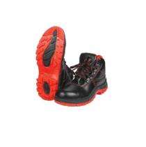 MANGLA Buffer Synthetic Leather Steel Toe Safety Shoes Black and Red_0