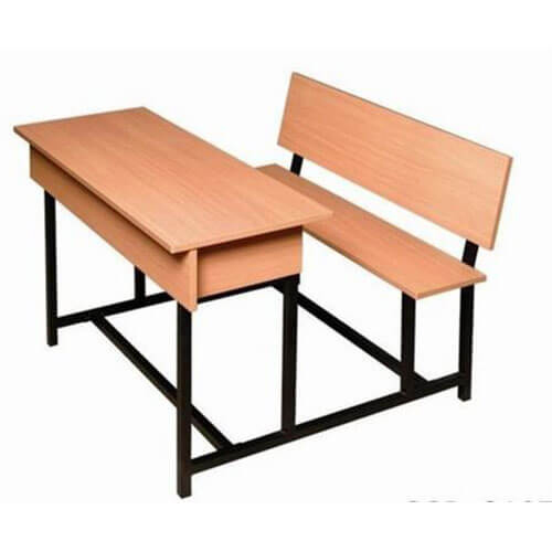 Wood and Steel 3 Seater Student Bench Desk_1