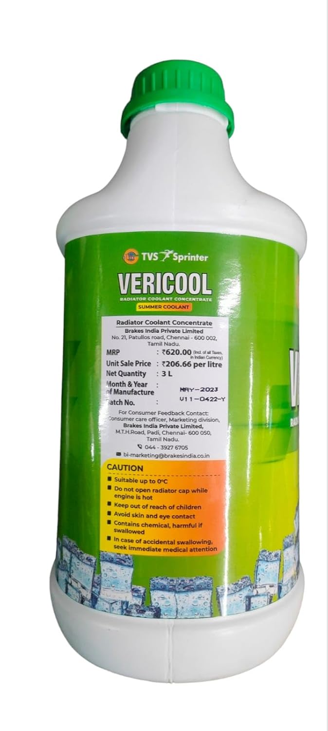 TVS Sprinter Engine Coolant Vericool Concentrate 3 L Plastic Can_2
