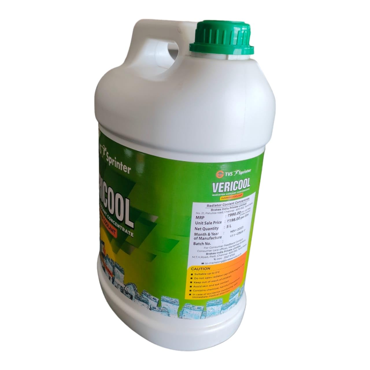 TVS Sprinter Engine Coolant Vericool Concentrate 5 L Plastic Can_2