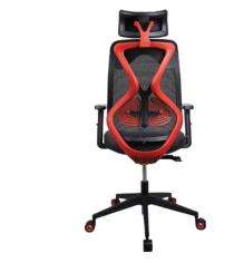 Furnways Revolving Black and Red 1219 x 660 x 660 mm Injection Moulded Nylon Fibre Office Chairs_0