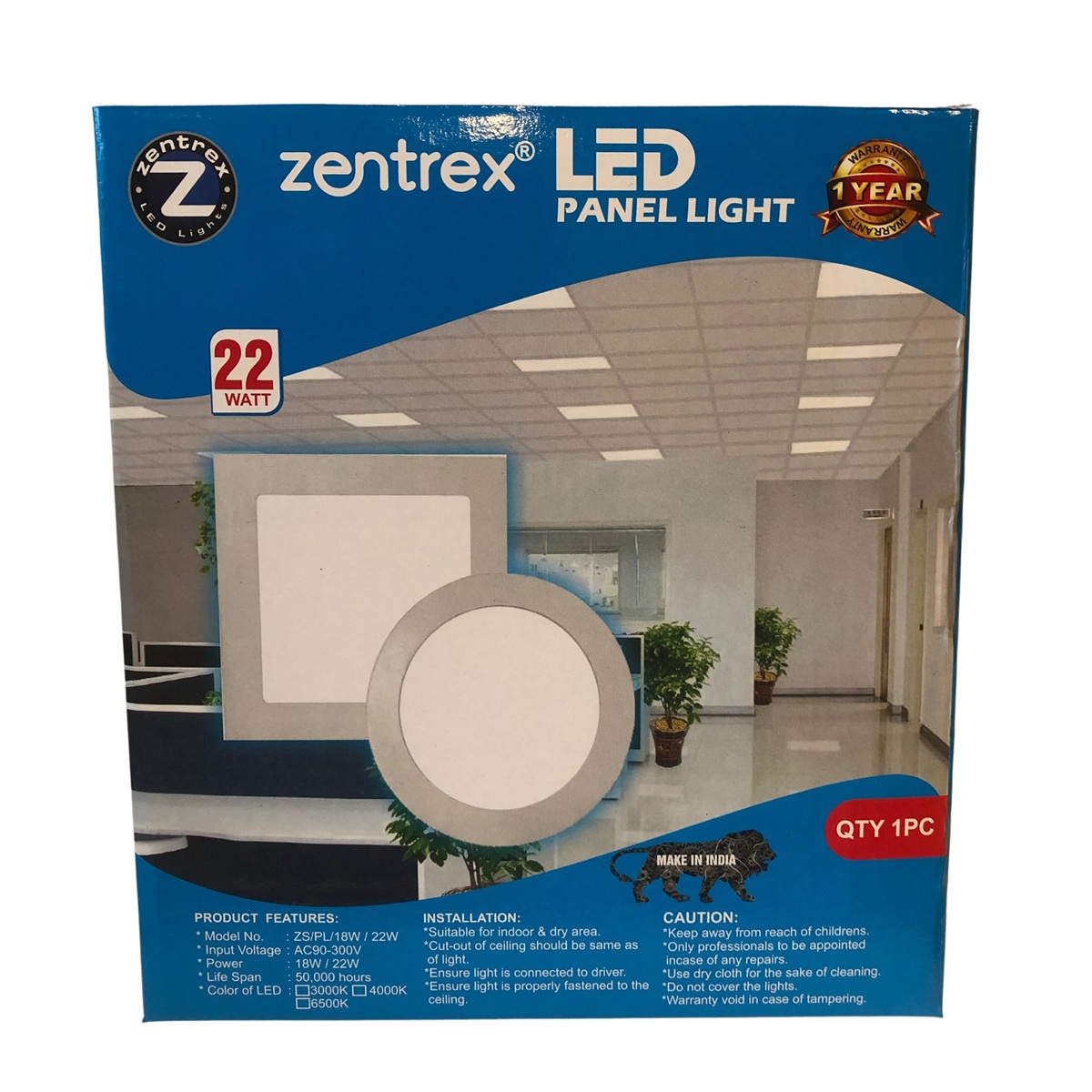 Zentrex 22 W Round Warm White 220 mm LED Panel Lights Concealed Mounted_1
