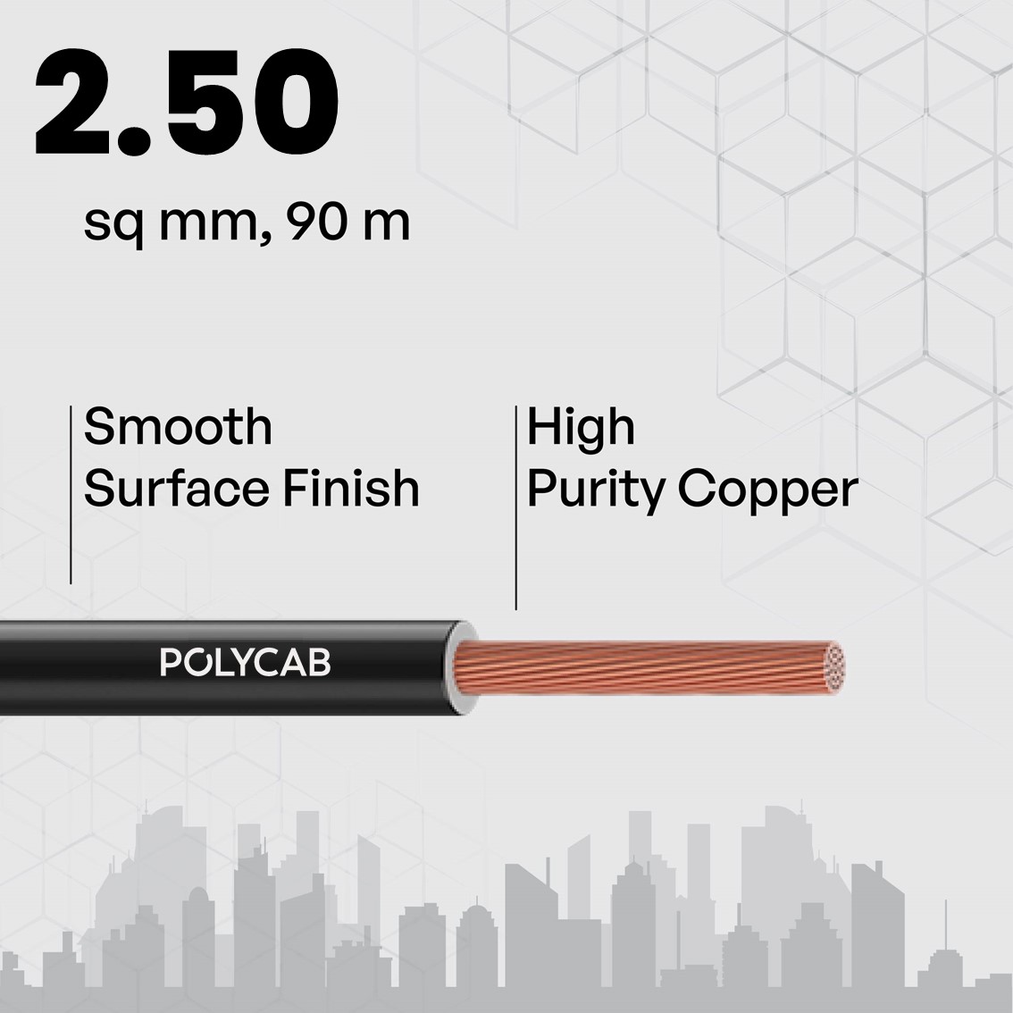Polycab 2.5 sqmm MAXIMA+ HR FR LSH LF Electric Wire Black 90 m_2