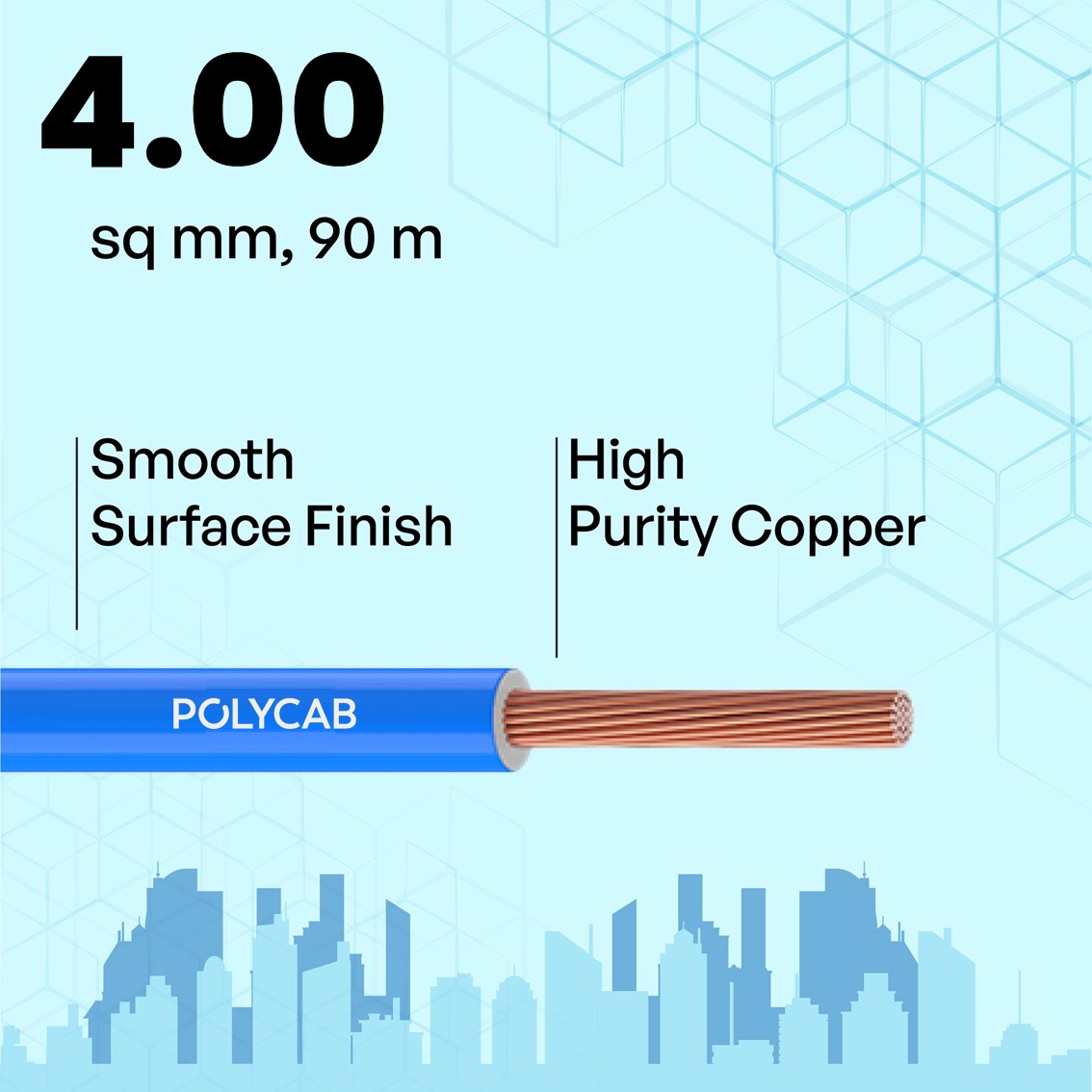 Polycab 4 sqmm MAXIMA+ HR FR LSH LF Electric Wire Blue 90 m_2