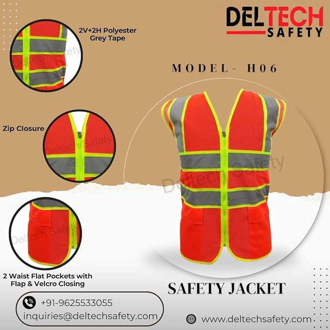 Deltech Polyester Safety Jackets L H06 Without Sleeves Orange_1