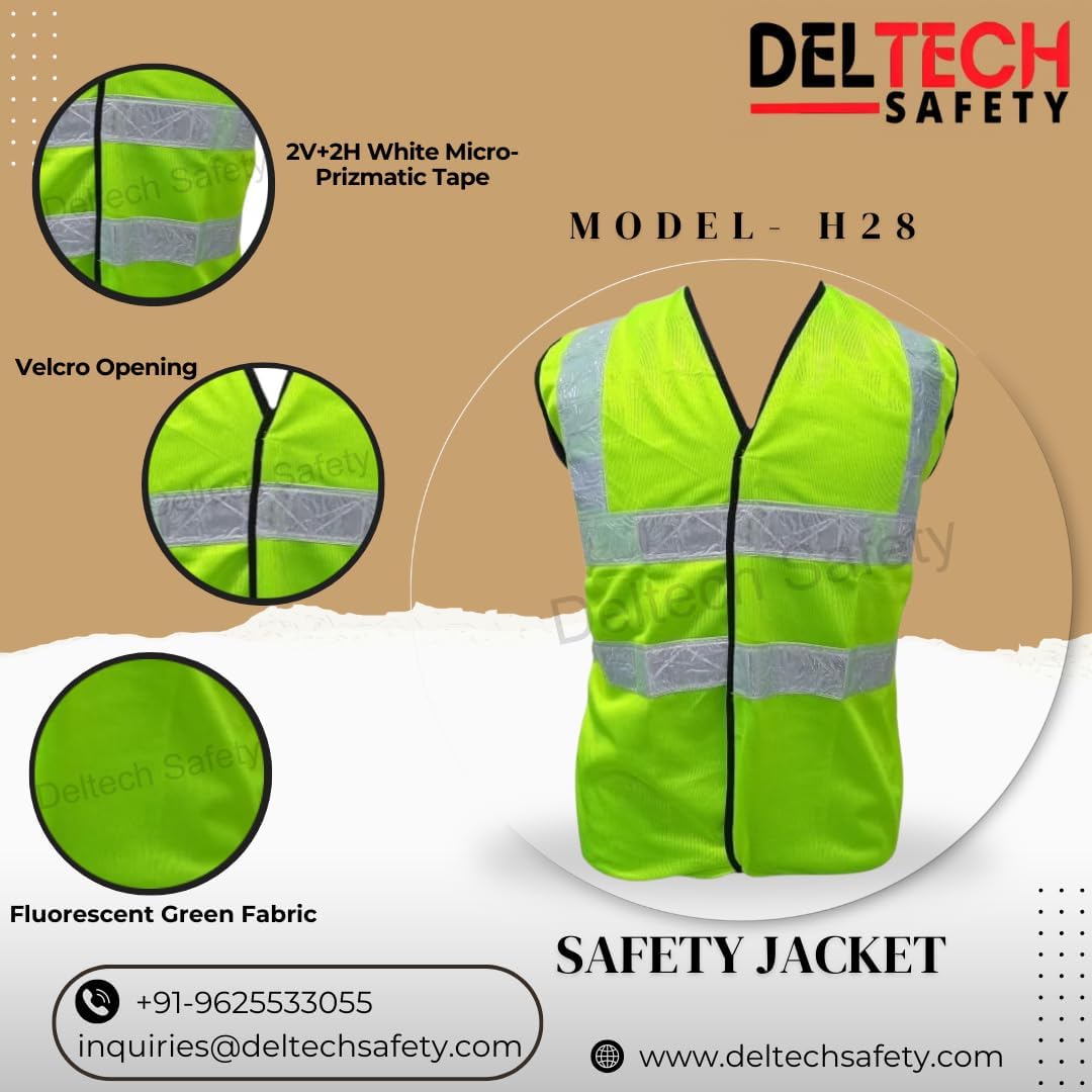 Deltech Polyester Safety Jackets L H28 Without Sleeves Green_1