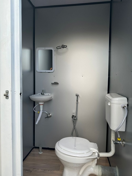 SAHARA Mild Steel 8.5 ft Portable Toilet Cabin White_1