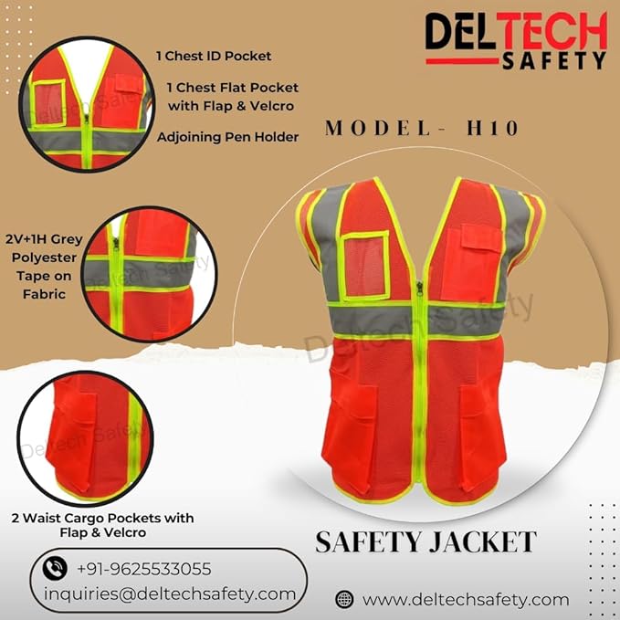 Deltech Polyester Safety Jackets L H10 Without Sleeves Orange_1