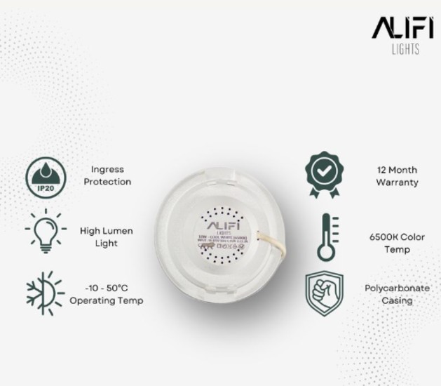 Alifi Lights 10 W Round Cool White 110 x 110 x 40 mm LED Panel Lights Recessed Mounted_1