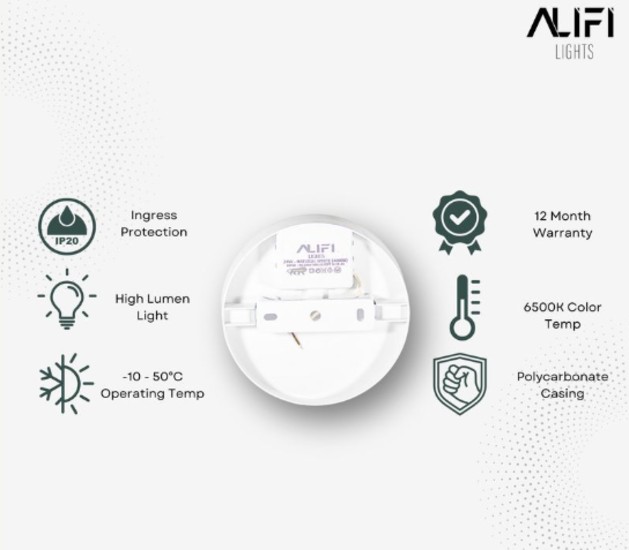 Alifi Lights 24 W Round Cool White 150 x 150 x 40 mm LED Panel Lights Surface Mounted_1