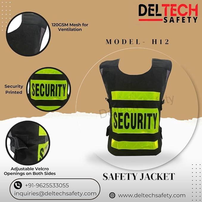 Deltech Polyester Safety Jackets L H12 Without Sleeves Black_1