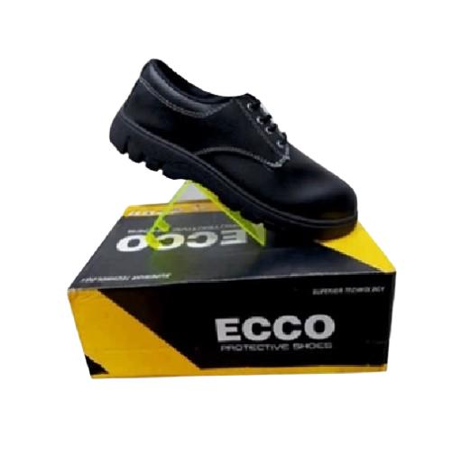 Indcare Ecco Synthetic Leather PVC Toe Safety Shoes Black_1