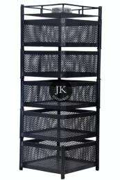 Mild Steel 5 Shelves Vegetable Rack Trolley 12.5 x 12.5 x 16.5 inch_0