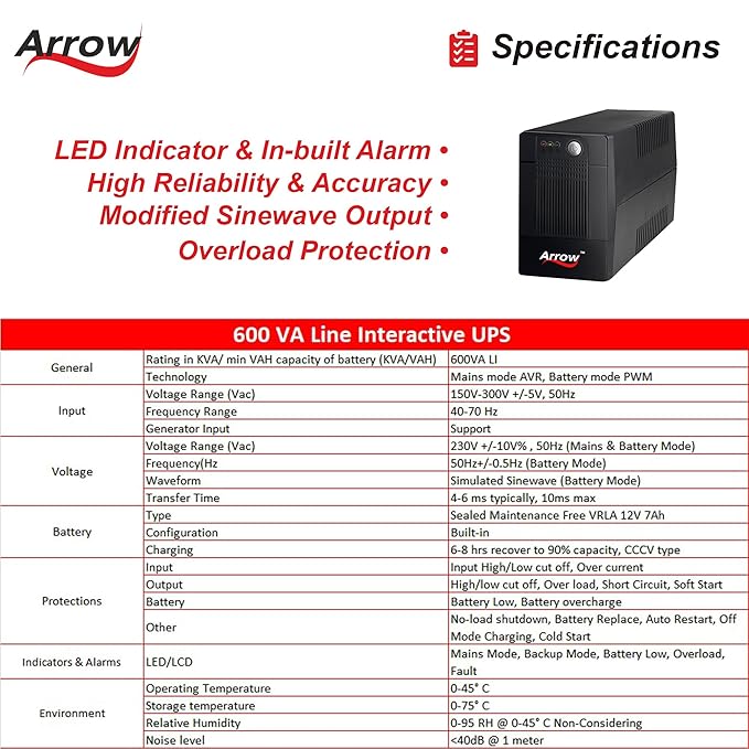 Arrow LI06BB 600 VA 12 V UPS_1