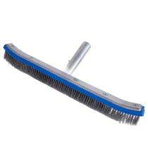 Lyra Metal Swimming Pool Cleaning Brush Plastic Handle Silver and Blue_0