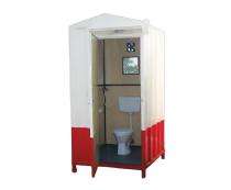 DHOLIA Mild Steel 9 ft Portable Toilet Cabin White and Red_0