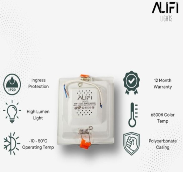 Alifi Lights 24 W Square Cool White 225 x 225 x 40 mm LED Panel Lights Recessed Mounted_1