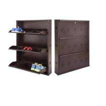 Alloy Steel 3 Shelves Shoe Rack 12 Pairs 4 x 4 ft Brown_0