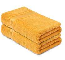 Shree handloom Cotton 75 x 150 cm Plain Yellow Towel_0