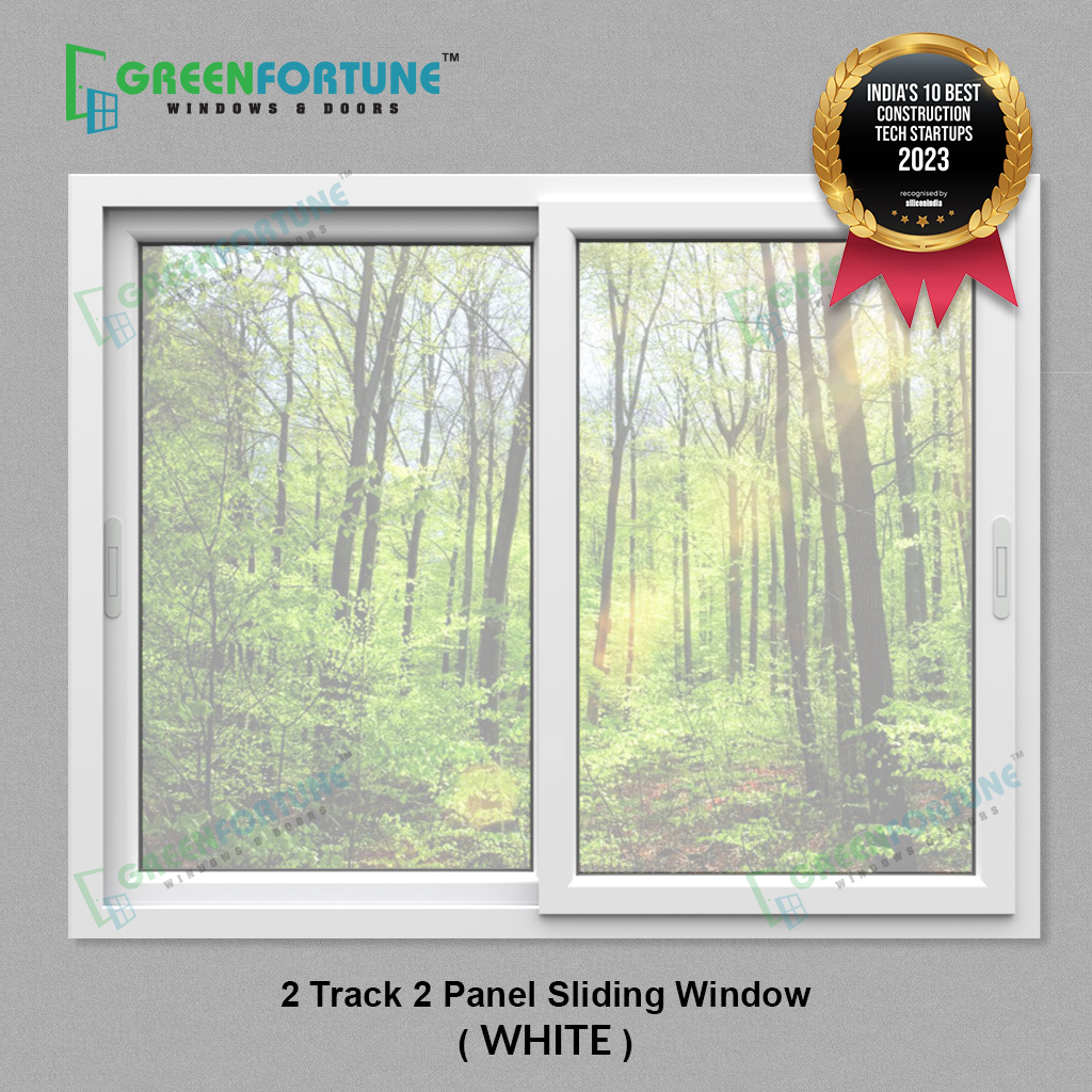 GreenFortune Sliding 2 Track 2 Panel White uPVC Window 4 x 4 ft_1