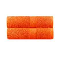 Shree handloom Cotton 75 x 150 cm Plain Orange Towel_0