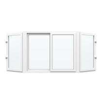 GreenFortune Bay Window 2 Track 4 Panel White uPVC Window 4 x 4 ft_0