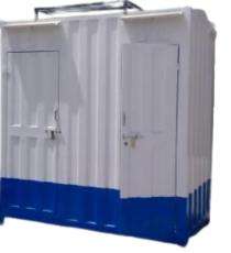 LAKHANI Mild Steel 8.5 ft Portable Toilet Cabin White and Blue_0
