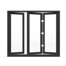 GreenFortune Slide and Fold 2 Track 3 Panel Black uPVC Window 4 x 4 ft_0