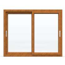 GreenFortune Sliding 2 Track 2 Panel Golden Oak uPVC Window 4 x 4 ft_0
