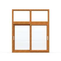 GreenFortune Combination 2 Track 2 Panel Golden Oak uPVC Window 4 x 4 ft_0