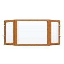 GreenFortune Bay Window 2 Track 2 Panel Golden Oak uPVC Window 4 x 4 ft_0